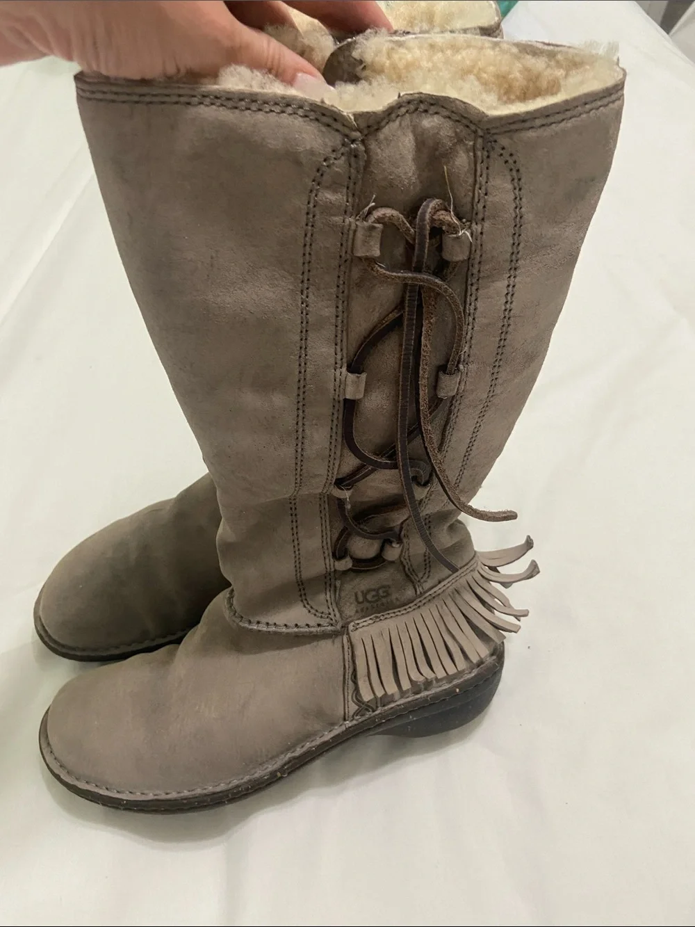 UGG Tall Suede Boots in Taupe Gray